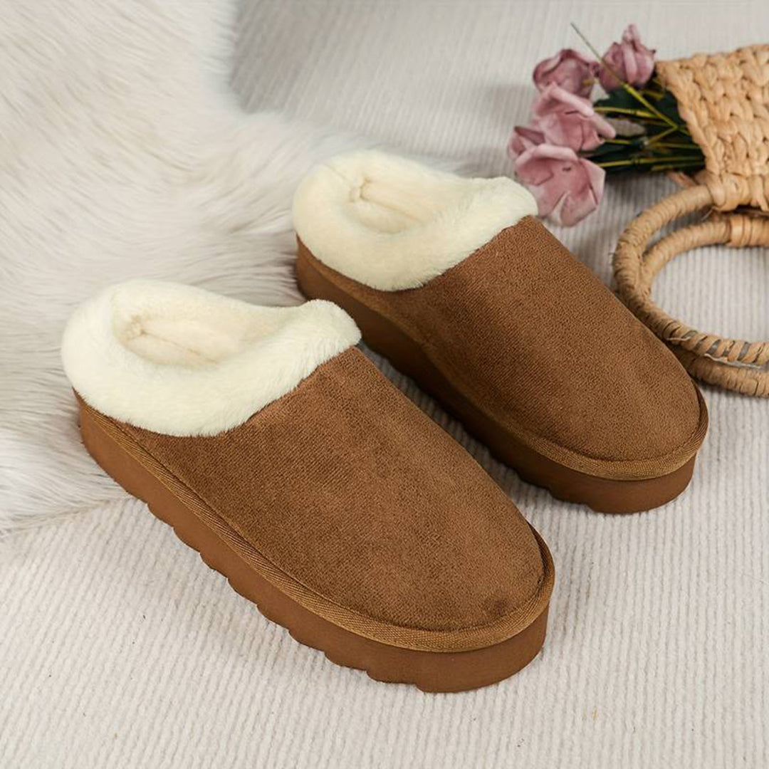 Warme dames pantoffels, zachte voering, stevige zool, elegant design, pluizige binnenkant, antislip voor thuiscomfort.