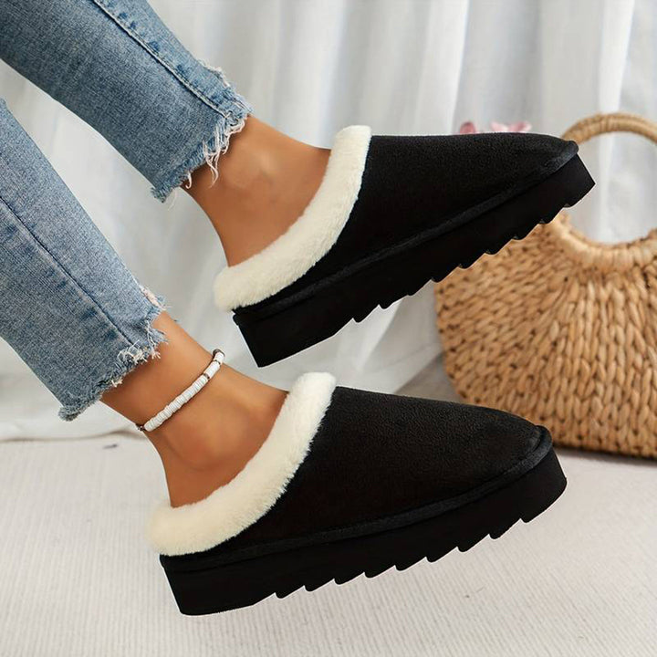 Warme dames pantoffels, zachte voering, stevige zool, elegant design, pluizige binnenkant, antislip voor thuiscomfort.
