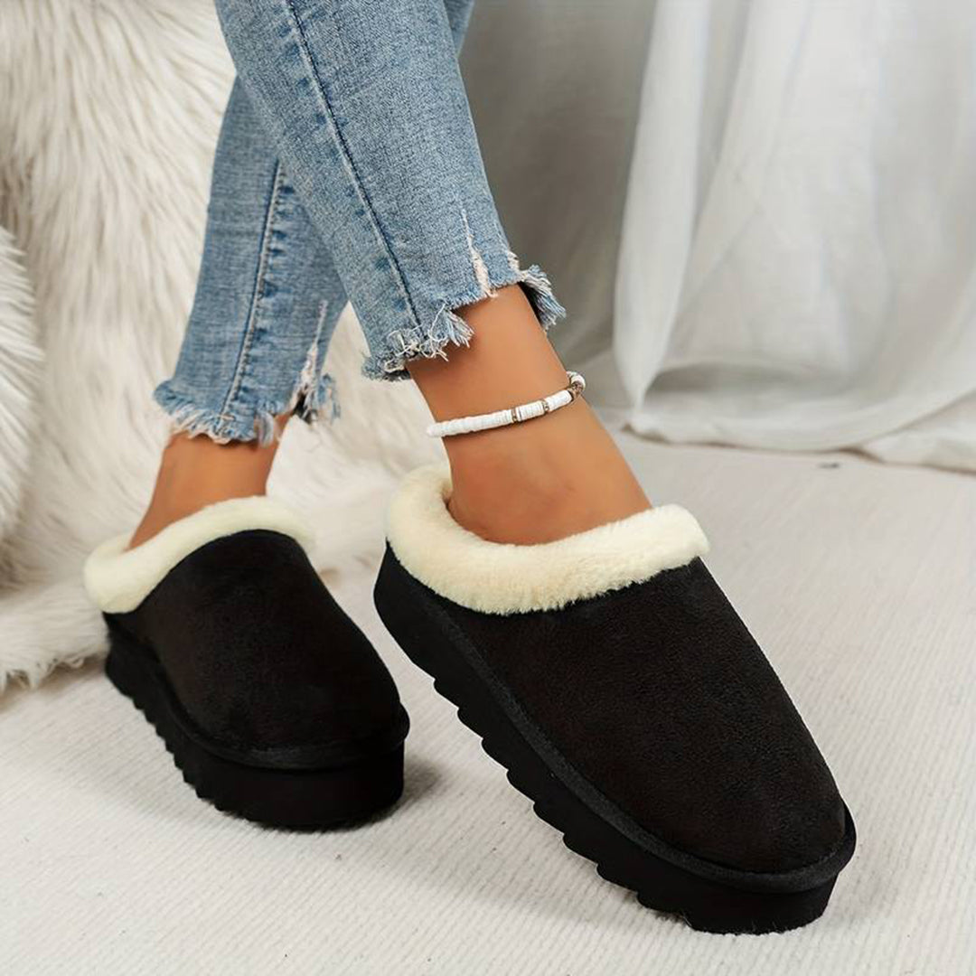 Warme dames pantoffels, zachte voering, stevige zool, elegant design, pluizige binnenkant, antislip voor thuiscomfort.