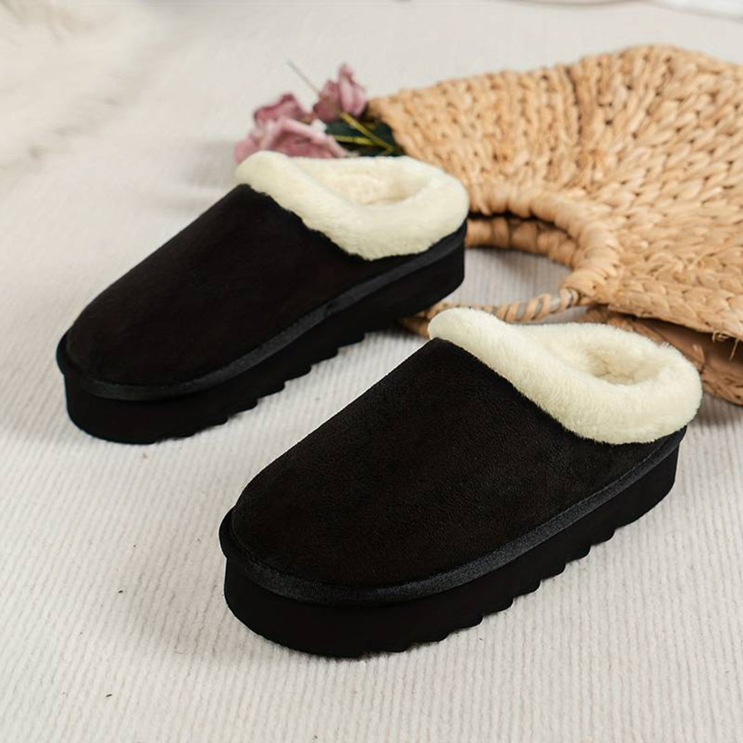 Warme dames pantoffels, zachte voering, stevige zool, elegant design, pluizige binnenkant, antislip voor thuiscomfort.