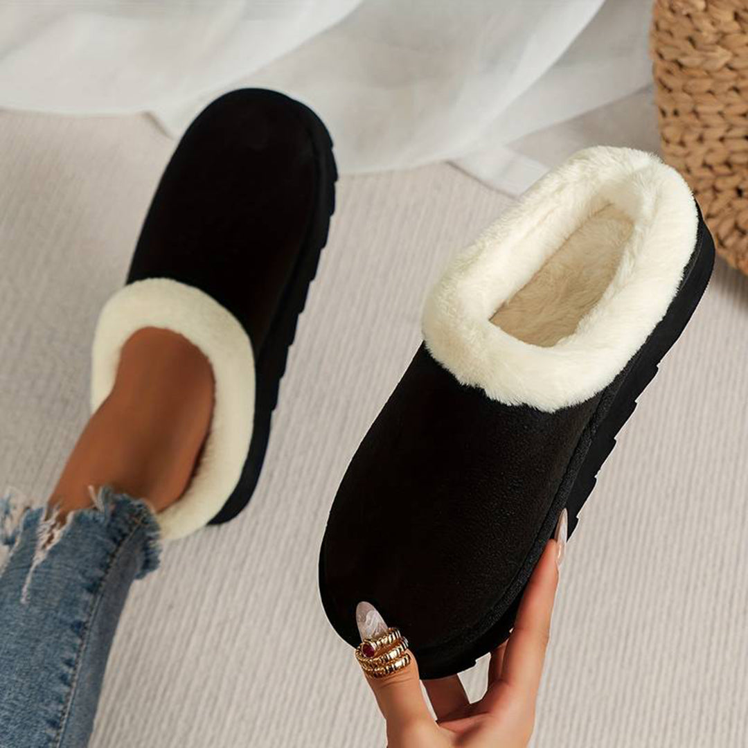Warme dames pantoffels, zachte voering, stevige zool, elegant design, pluizige binnenkant, antislip voor thuiscomfort.
