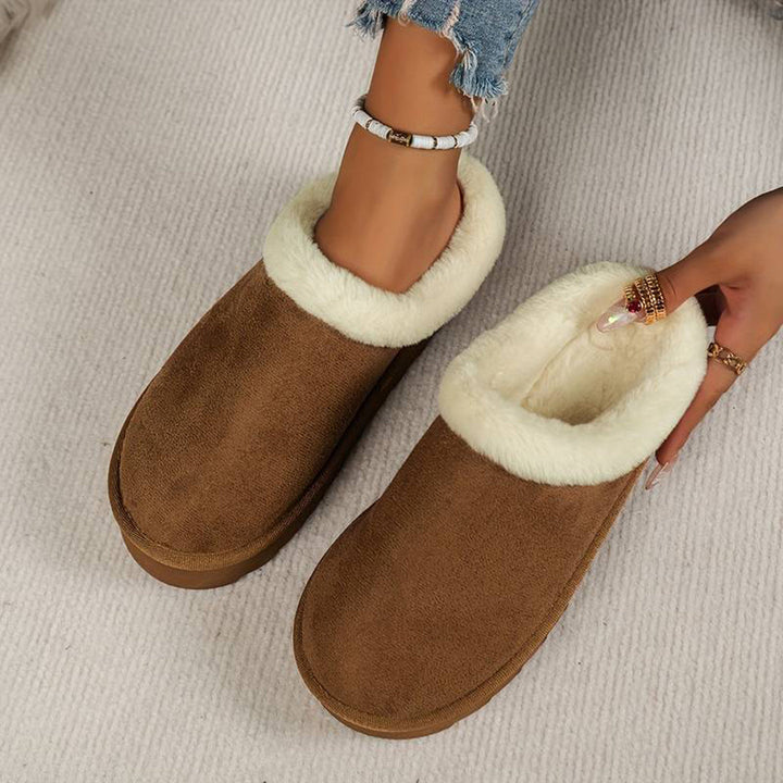 Warme dames pantoffels, zachte voering, stevige zool, elegant design, pluizige binnenkant, antislip voor thuiscomfort.
