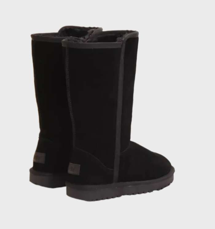 "Warme, waterdichte suède sheepskin laarzen met ritssluiting, ideaal voor herfst en winter."