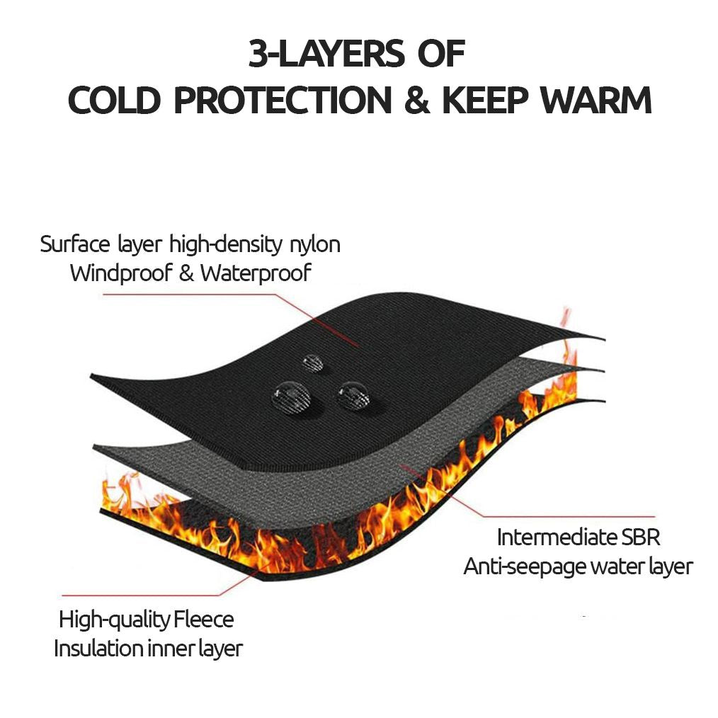 "Warme, winddichte WinterShield handschoenen met touchscreen, zwart neopreen met fleece voering en antislip grip."