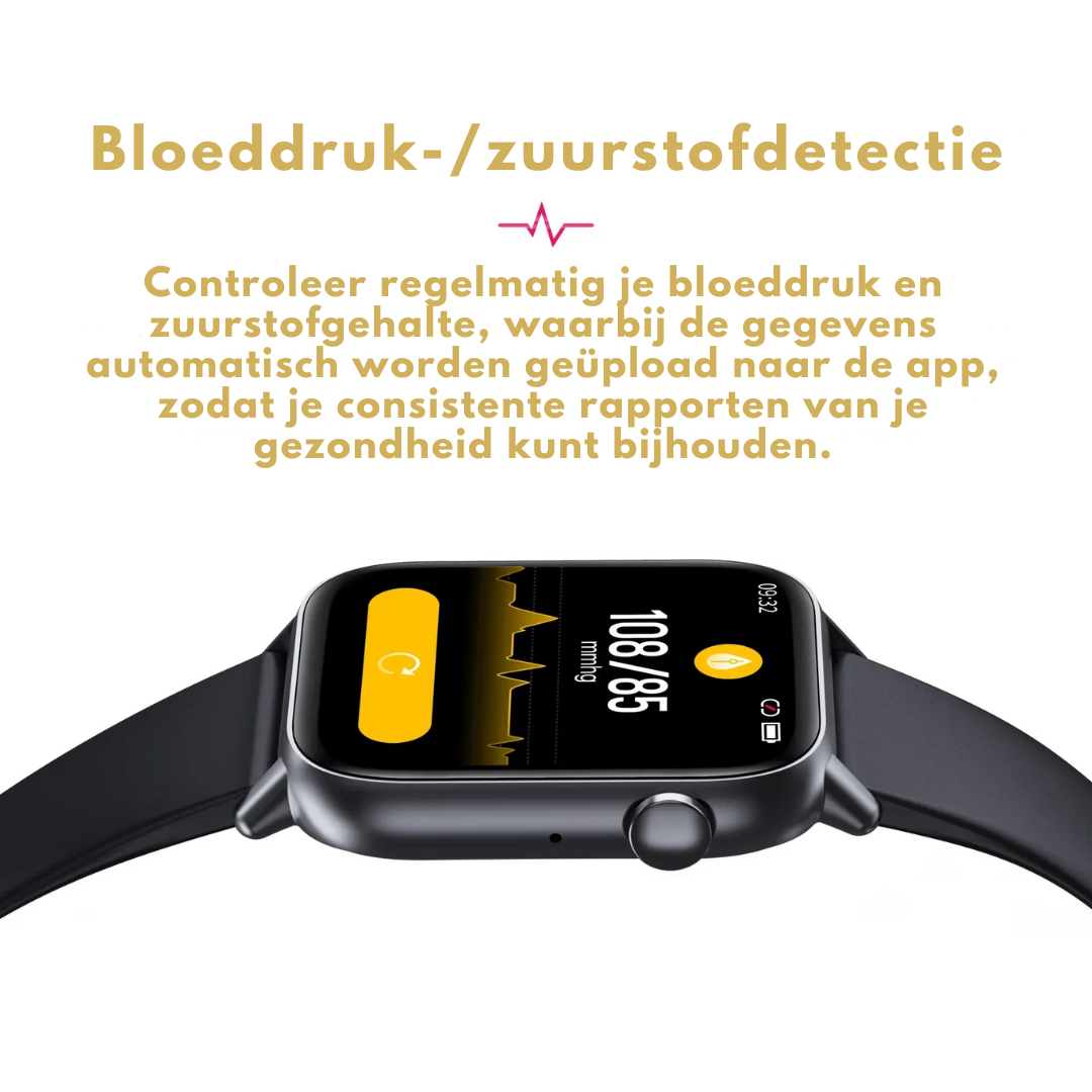 "Waterbestendige wellness smartwatch met gezondheidsmonitoring, stijlvol ontwerp en spraakbesturing, compatibel met Android/i