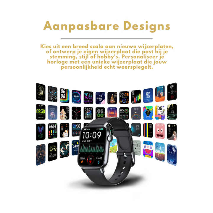 "Waterbestendige wellness smartwatch met gezondheidsmonitoring, stijlvol ontwerp en spraakbesturing, compatibel met Android/i