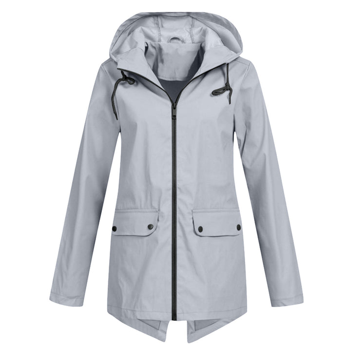 Waterdichte dames tussenjas met ritssluiting en capuchon, getailleerd ontwerp, zwarte kleur, stijlvol voor dagelijks gebruik.