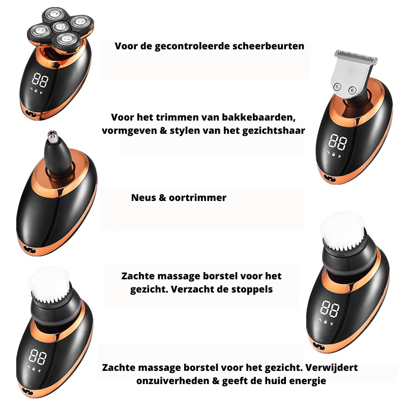 "Waterdichte draadloze trimmer voor mannen, ergonomisch ontwerp, veelzijdig bruikbaar voor baard, hoofd en lichaamshaar."