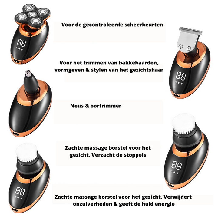 "Waterdichte draadloze trimmer voor mannen, ergonomisch ontwerp, veelzijdig bruikbaar voor baard, hoofd en lichaamshaar."