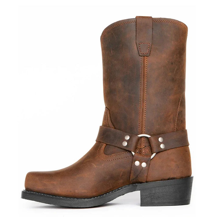Waterdichte heren cowboylaarzen van stijlvol leer, robuust ontwerp met vierkante hak, ideaal voor elke gelegenheid.