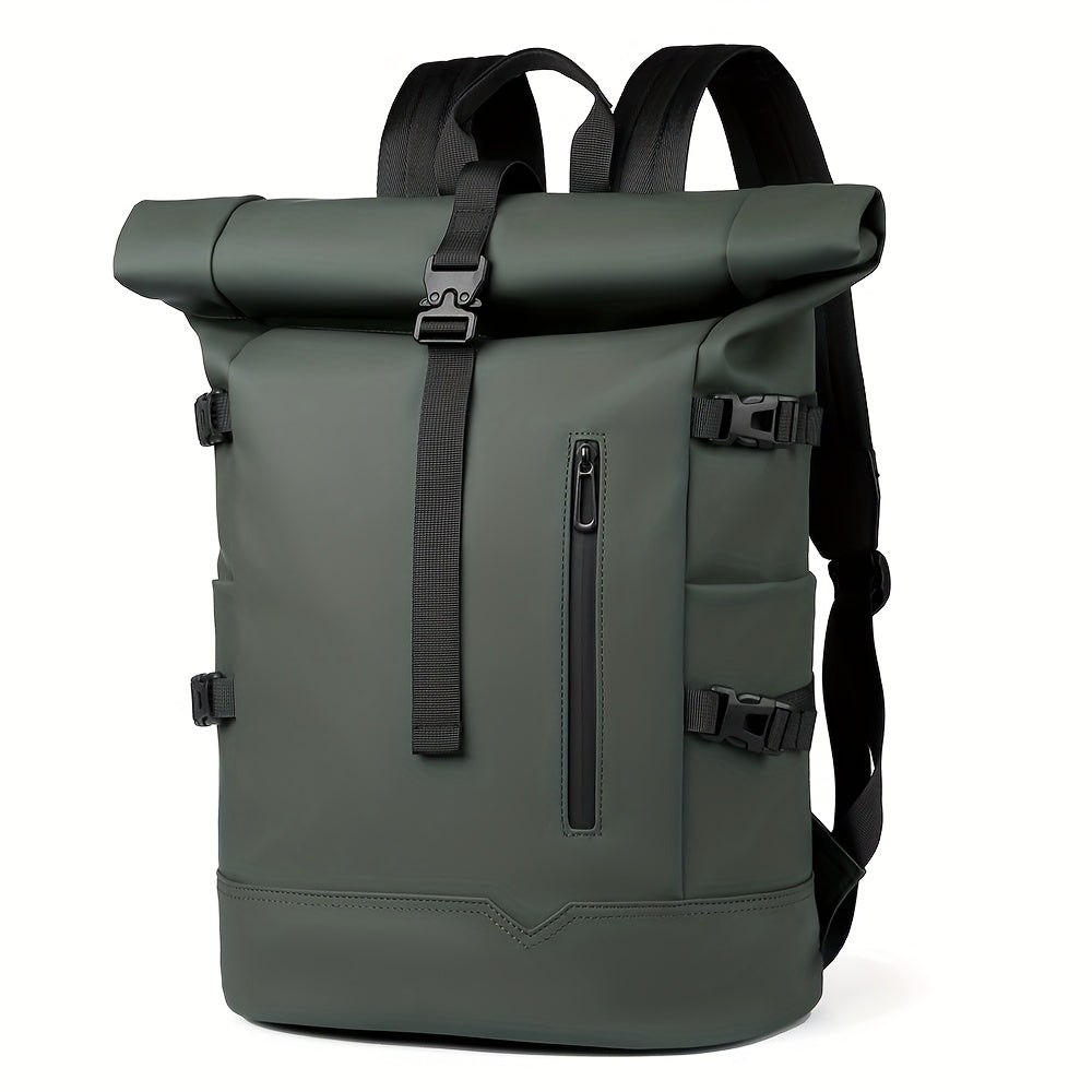 "Waterdichte herenrugzak met USB-poort, zwart design, laptopvak en verstelbare schouderbanden, ideaal voor dagelijks gebruik.