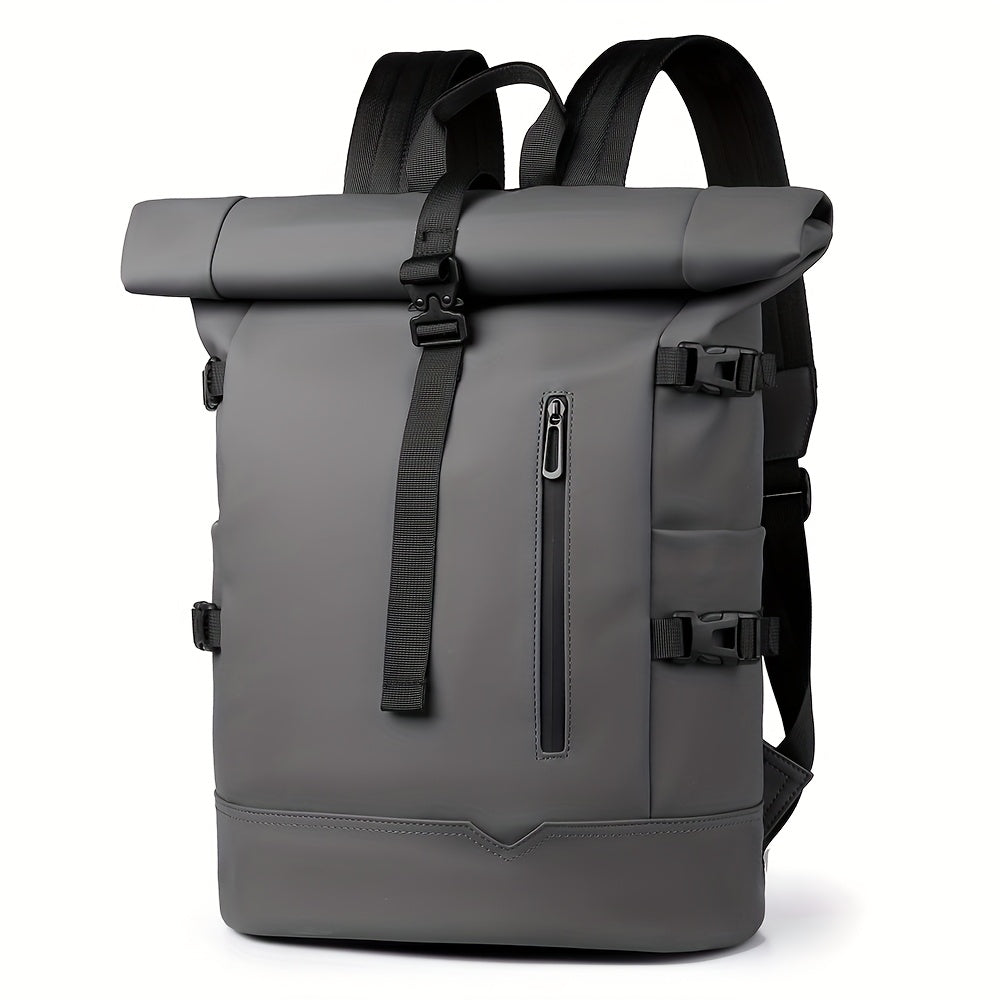 "Waterdichte herenrugzak met USB-poort, zwart design, laptopvak en verstelbare schouderbanden, ideaal voor dagelijks gebruik.