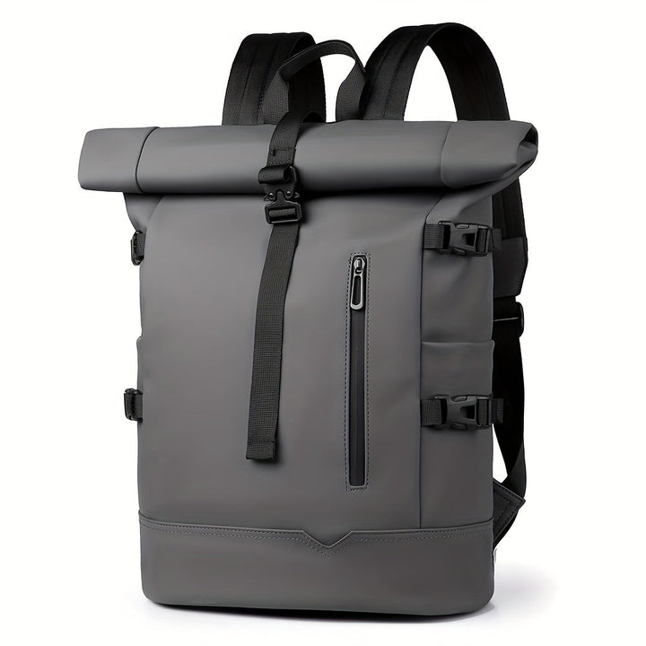 "Waterdichte herenrugzak met USB-poort, zwart design, laptopvak en verstelbare schouderbanden, ideaal voor dagelijks gebruik.