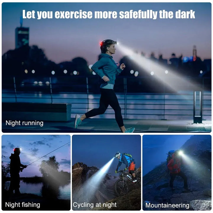 "Waterdichte oplaadbare LED hoofdlamp met superhelder licht en verstelbare zoom voor outdoor avonturen."