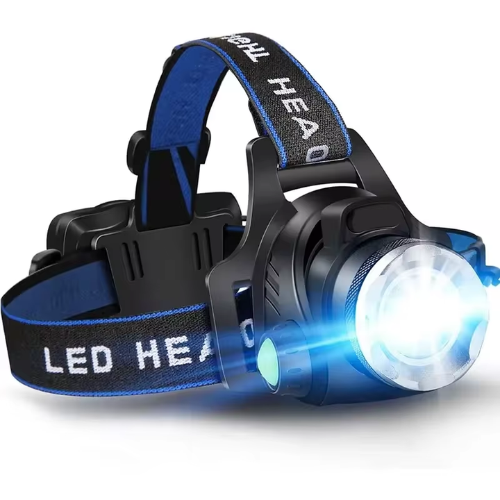 "Waterdichte oplaadbare LED hoofdlamp met superhelder licht en verstelbare zoom voor outdoor avonturen."