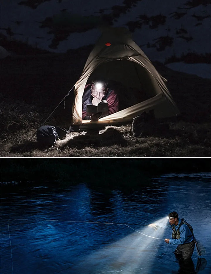 "Waterdichte oplaadbare LED hoofdlamp met superhelder licht en verstelbare zoom voor outdoor avonturen."