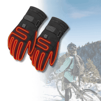 "Waterdichte verwarmde handschoenen, zwart nylon, met fleece voering en verstelbare warmte, ideaal voor winterse activiteiten
