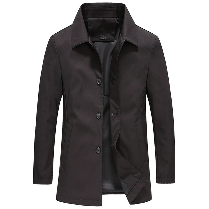 "Winddichte lange herenjas in effen kleuren, herfststijl, trendy en stijlvol voor de moderne man, perfecte pasvorm"