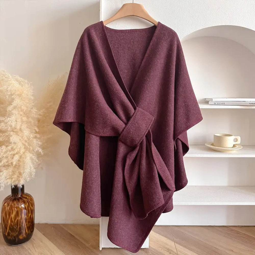 "Winddichte sjaaljas voor dames, elegant en luxe, met zachte drape en veelzijdige kleuren zoals taupe en ivoor."