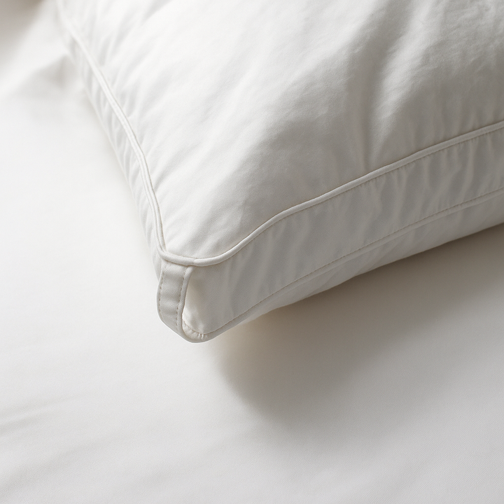 "Wit ganzendonzen dekbed met luxe uitstraling, lichte textuur en temperatuurregulatie voor optimaal slaapcomfort."
