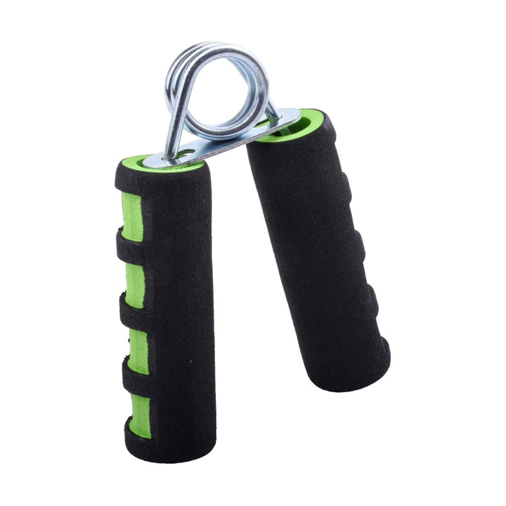 "Zwarte handtrainer met rode accenten, ergonomisch ontwerp, verstelbare weerstand, ideaal voor krachtopbouw en ontspanning."