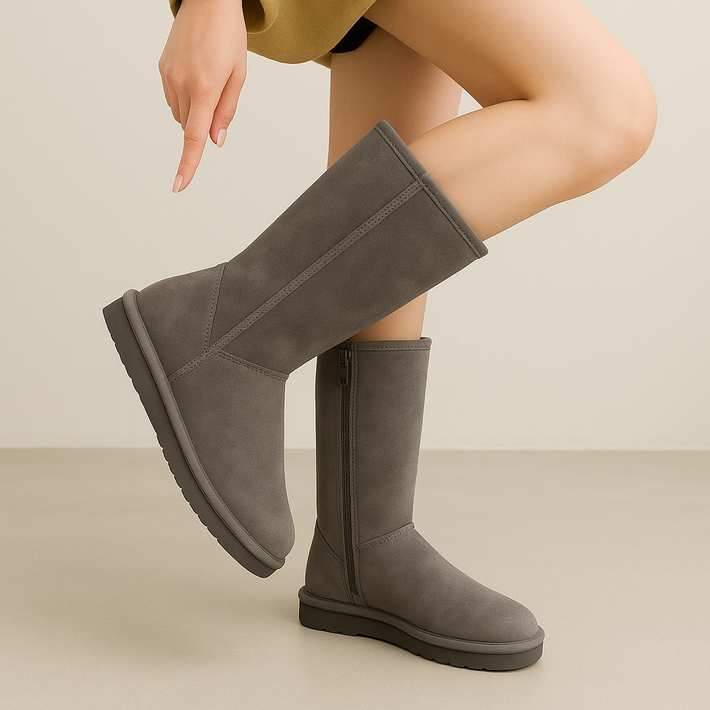 "Zwarte waterdichte sheepskin laarzen met comfortabele zachte voering voor koude dagen"