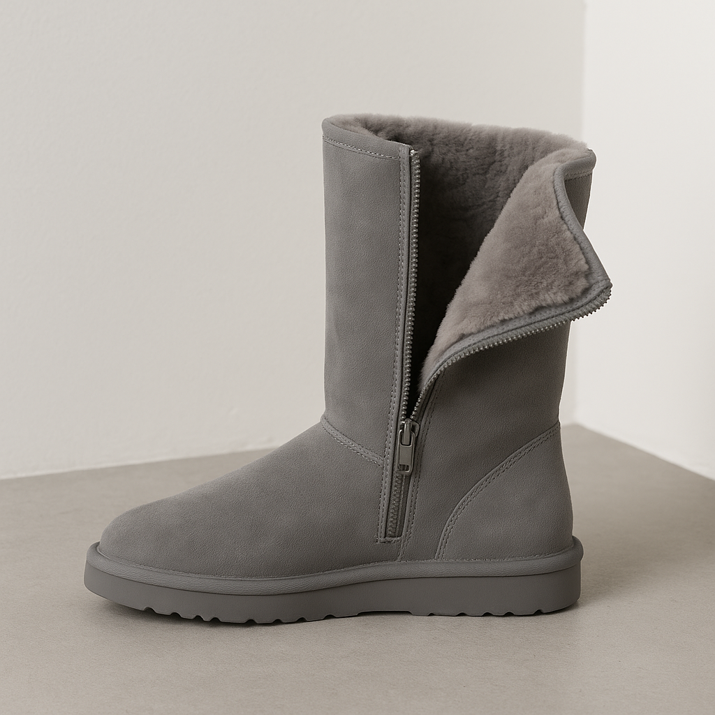 "Zwarte waterdichte sheepskin laarzen met comfortabele zachte voering voor koude dagen"