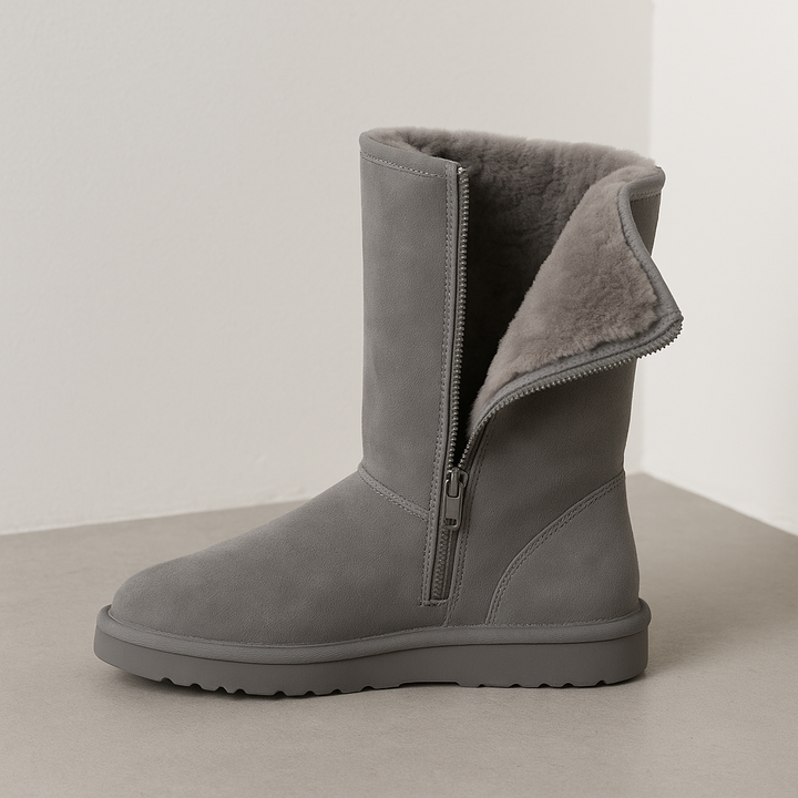 "Zwarte waterdichte sheepskin laarzen met comfortabele zachte voering voor koude dagen"