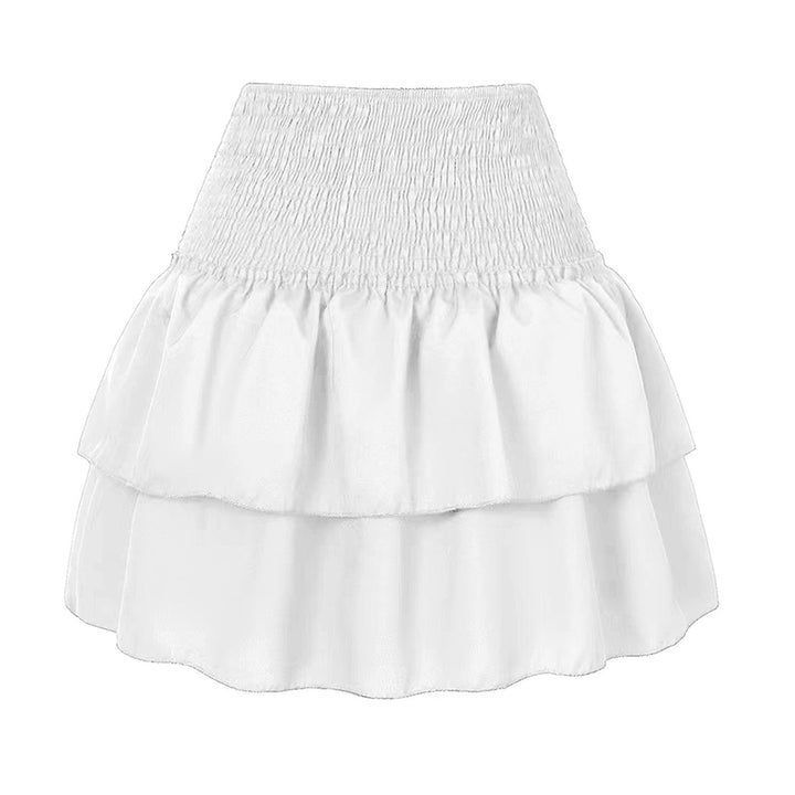 "Zwierige Livia Boho zomerrok met speelse ruffles en dromerige print, ideaal voor zomerse gelegenheden."