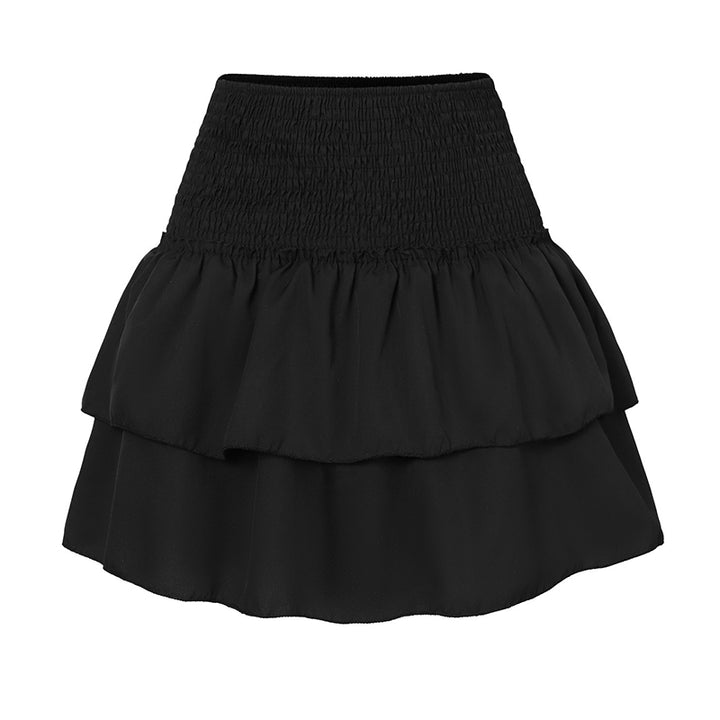 "Zwierige Livia Boho zomerrok met speelse ruffles en dromerige print, ideaal voor zomerse gelegenheden."
